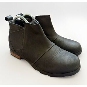 Sorel Emelie Black Leather Chelsea Boots Size 6  NL2671-010